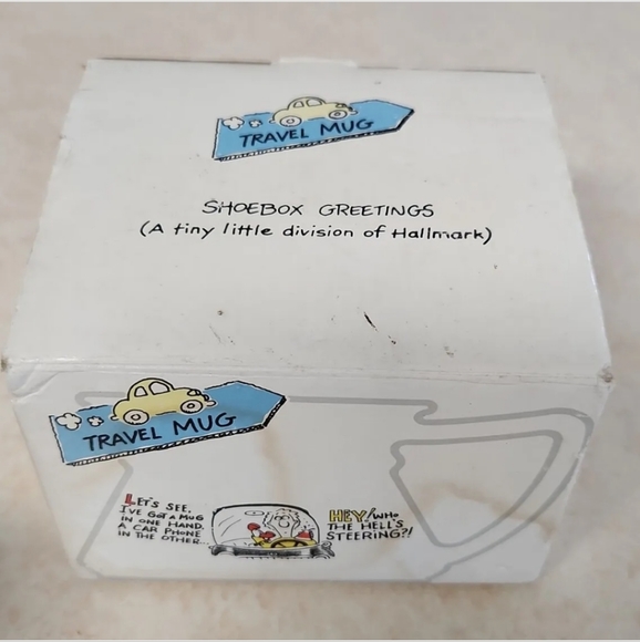 Vtg Travel Cup Mug Hallmark Shoebox Greetings Driving Original Box - Picture 8 of 9